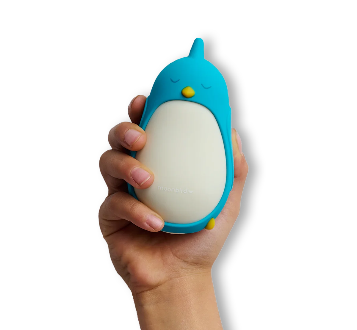 Moonbuddy Bibi tactile breathing coach held in a hand